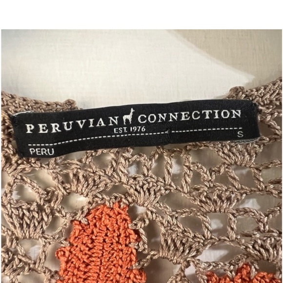 Peruvian Connection hand crocheted art to wear masterpiece floral open cardigan. - Picture 8 of 16